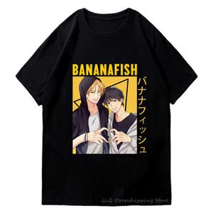 Anime banane poisson T-shirts Ash Lynx imprimé T-shirt été à manches courtes chemise plus courte Wong 100% coton T-shirts