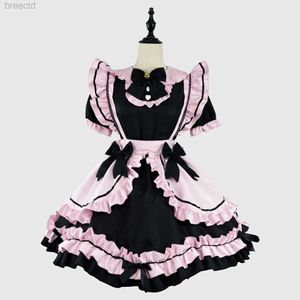 Costumes d'anime anime gothique lolita jsk robe manche courte kawaii robes de fête de femme de chambre cosplay girl harajuku mignon rose rose noir 240411