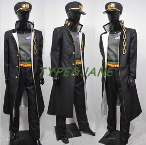 Costumes d'anime JoJo's Bizarre Jotaro Kujo tenue noire Cosplay Come Adventure Kujo Jotaro Cosplay uniforme sur mesure tenue costume veste chapeau Z0301