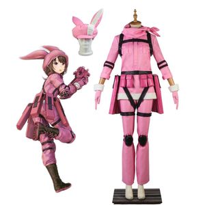 Costumes d'anime Sword Art Online GGO LLENN, Costume de Cosplay SAO Kohiruimaki Karen, uniforme rose, sur mesure