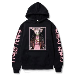 Sudaderas con capucha de Anime Demon Slayer Kamado Nezuko Kimetsu No Yaiba, ropa de calle, sudaderas con capucha, Tops acogedores de gran tamaño, jerséis, Sudadera 220809