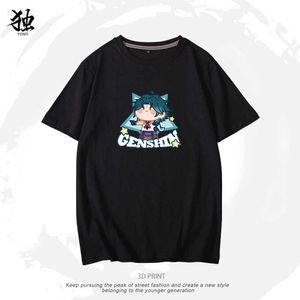 Jeu d'anime Genshin Impact T-shirt à manches courtes Klee Keqing Ganyu Paimon Xiao Impression Two Yuan Cosplay Vêtements de douleur Y0901