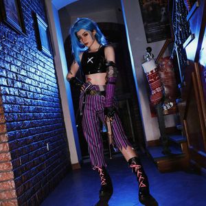 Jeu d'anime LOL Arcane Cosplay Costume Crit Loli Jinx Cosplay canon lâche Cosplay tenue chaussures perruque Sexy femmes carnaval Costumecosplay