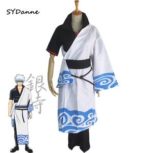 Anime Gintama Cosplay Costumes Sakata Gintoki Cosplay Costume Kimono Halloween Carnaval Party Silver Soul Cosplay Costume Y0903