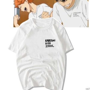 Anime Haikyuu !!Camiseta Karasuno High School Yu Nishinoya Shoyo Hinata misma camiseta Cospaly Men Mujeres Mangas de manga corta