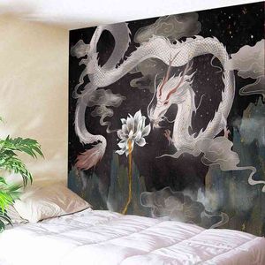 Anime héroïne indien Mandala tapis tenture murale Style chinois Vase sorcellerie tapis Dragon bohème gitane tapis Tapiz J220804