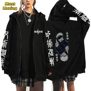 Anime Jujutsu Kaisen Zip up Hoodies for Men Women Hotted Swearts with Zipper Fleece Coats Vestes Casual Tops Outwear tenue 231222