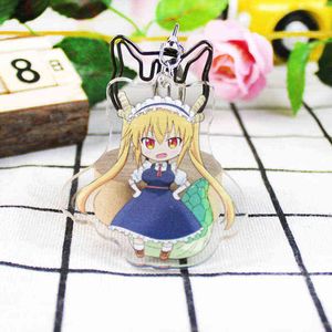 Llavero de anime Miss Kobayashi's Dragon Maid Llavero Kanna Kamui Tohru Acrílico Llaveros Colgante Cosplay Girl Llavero para bolsos AA220318