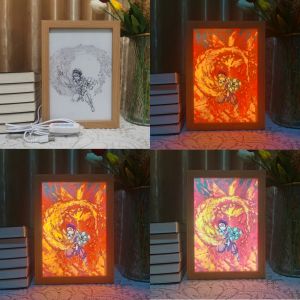 Anime LED Photo Frame Lampe Genshin Impact Hu Tao Yoimiya Art Painting Design Night Light Valorant Omen Home Decor Kid Room Gift