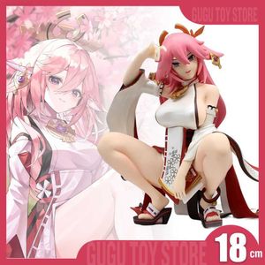 Yae Miko Genshin Impact 18cm PVC Figurine - Mona-Inspired Sexy Anime Statue, Adult Collector's Model Doll, Ideal for Gifts