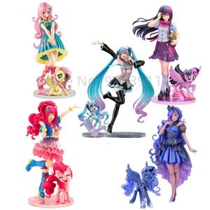 Anime Manga 20cm My Little Figures Pinkie Pie Bishoujo Pretty Girl Fluttershy Statue PVC Action Collectible Model Dolls Toys gifts Z0427