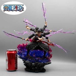 Anime Manga 40cm One Piece Zoro Anime Figures Wano Onigashima 9 Swords Style Action Figurine Pvc Statue Model Doll Collection Toy Kids Gifts L230717
