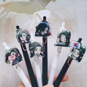 Anime mo dao zu shi dessin animé gel stylo lan wangji wei wuxian mignon encre noire neutre écriture de papeterie