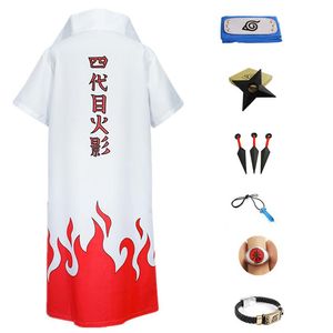 Anime Naruto Hokage 4th Namikaze Minato Cosplay Cava Cape Capa de manga corta UNIFORM UNIFORM ASIAN COMPLETO Tamaño asiático 2343