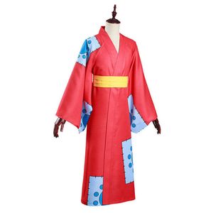Anime One Piece Kazunokuni Costume Singe D. Luffy Cosplay Kimono Costume Japonais Vêtements Costumes Halloween Carnaval Y0913