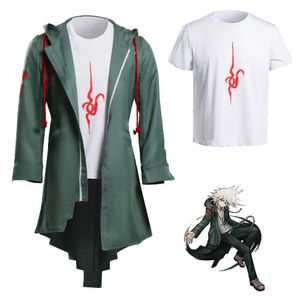 Anime Super Dangan Ronpa 2 Nagito Komaeda Cosplay disfraz Unisex Danganronpa chaqueta abrigo y camiseta disfraces de Halloween Cosplay Y0903