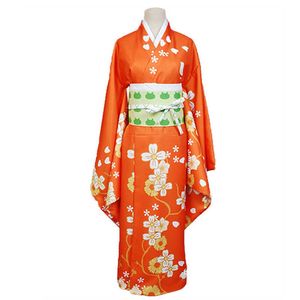 Anime Super Danganronpa 2 Hiyoko Saionji Kimono Cosplay Costume Adulte Femmes Orange Robe Halloween Vêtements Kostuums Y0913