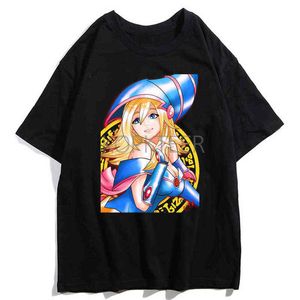 Anime Yu Gi Oh Camisetas Dark Magician Girl Estampado gráfico Hombres Mujeres Harajuku Ullzang Graphic Cartoon T-shirt Estética Tops Tees Y220208