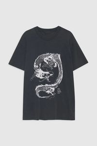 24ss Dragon Imprimer t-shirt Sauté Flocon De Neige Lavage Tee Femmes Designer T-shirt À Manches Courtes Hauts Polo