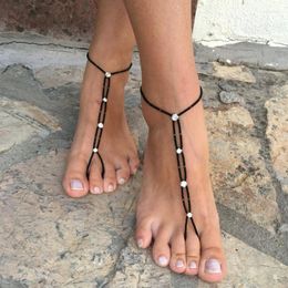 Bracelets de cheville 1 pièces Boho perle avec strass cristal bohème sandale orteil esclave pied bijoux cadeaux pour femmes filles