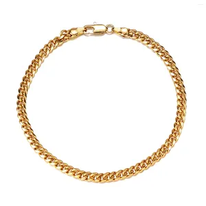 Anklets 4mm Wide Cuban Link Chain Gold Color Anklet Thick 9 10 11 Inches Ankle Bracelet For Women Men Waterproof