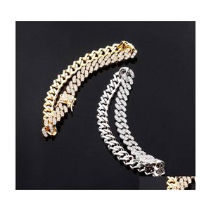 Tobilleras Joyería de diseño Cadenas heladas Hombres Mujeres Hip Hop Diamante Pulseras de tobillo Oro Sier Enlace cubano Accesorios de moda Encantos 4 Dhw4M