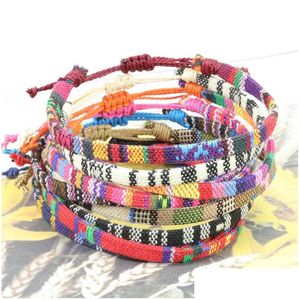 Bracelets de cheville Mode Éléments ethniques Couleurs Bracelets de cheville en tissu Classique Style Népal Accessoires de pied Corde Bracelet de cheville Taille 18-36Cm Mix Drop Delivery Dhs2Q