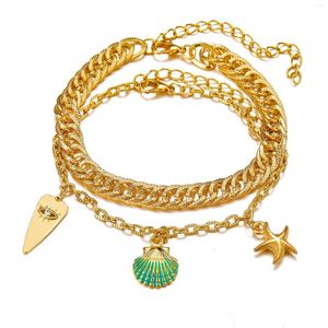 Bracelets de cheville pour femmes étoile de mer coquille pendentif cheville été plage pied cheville bohème Bracelet sur jambe bijoux