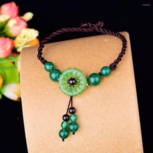 Bracelets de cheville fleur de Jade pour femmes cadeaux cadeaux hommes breloques vraie mode luxe pierres précieuses bijoux Vintage homme chinois naturel vert