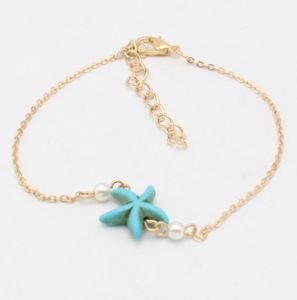 Tobilleras joyería Simple oro indio tobillera diseños pulseras de perlas para mujeres damas turquesa falsa estrella de mar gota entrega 2021 7W6Di