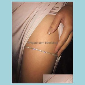 Bracelets de cheville bijoux Simple strass cuisse Bracelet pied brillant simple rangée griffe corps chaîne accessoires livraison directe 2021 Nebjs