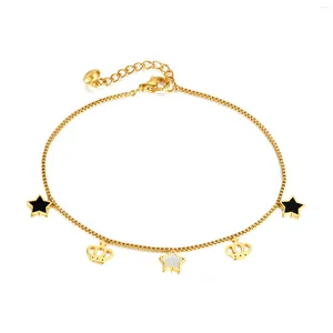 Bracelets de cheville ornement en gros Niche en acier inoxydable étoile à cinq branches ornements de pied couronne de mode femme titane bracelet de cheville