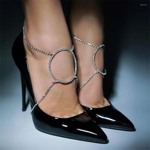 Bracelets de cheville vente évider rond strass ornements haut niveau soirée mode Simple talon chaussures accessoires en gros