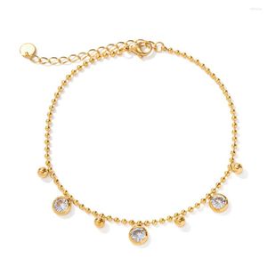 Tobilleras de acero inoxidable PVD 18K chapado en oro deslustre impermeable cuentas de cristal coloridas gargantilla collar para mujer joyería al por mayor de moda