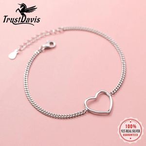 Bracelets de cheville Trustdavis 925 en argent Sterling mode femmes bijoux romantique coeur chaîne bracelets de cheville pour femme meilleur ami livraison directe DA1169