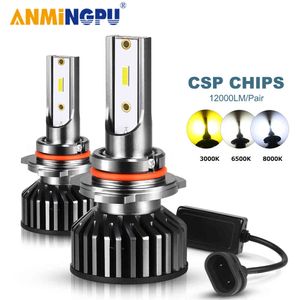 ANMINGPU – ampoules de phares de voiture HB3 9005 9006/HB4 9012 H7 H11 H8 H9 H4 H27 881 880 50W H1 H3, lampe Led HB5 H13 CSP 12000/LM