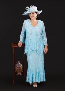 Ann Balon 2019 robes de mère de la mariée pleine dentelle col en V robes de mariée de la mère grande taille vêtements de cérémonie mères marié Dress2333