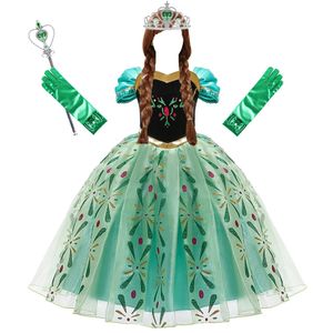 Anna robes enfants princesse robe girl cosplay costume kids vêtements d'été halloween anniversaire carnaval robe fête déguise 240412