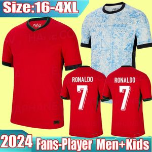 S-4XL FANS Player Soccer Jerseys Ronaldo 2024 Domicile 24 25 CR7 Hommes Football Shiirt Enfants Portugal BRUNO FERNANDES JOAO FELIX RUBEN RAFA LEAO