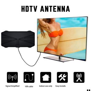 Antennes TV numérique Box Antenne 4K 980 miles HDTV Antenne Booster Active Intérieur HD Graphic Design Satellite Réception Antena Range Wir Dhw8S