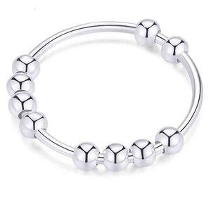 Bague Anti-anxiété pour femmes et hommes, vente en gros, anneaux Fidget en acier inoxydable 100% avec perles, bijoux rotatifs, livraison directe