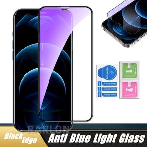 Film de protection d'écran anti-lumière bleue en verre trempé à couverture complète pour IPhone 13 Pro 12 Mini 11Pro Max Xs Xr X 8 7 6s Plus Samsung S21 Note 10 Lite S20 FE A72 A52 A32 A71 A21S