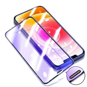 Protectores de pantalla Anti Blue Ray para iPhone 14, 13, 12, 11 Pro Max, cubierta completa, película de vidrio a prueba de polvo para Apple 7, 8 Plus, X, XS, XR, 11Pro