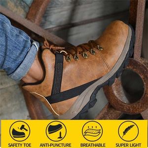 Zapatos de seguridad anti-smashing hombres usan botas altas en la parte superior del trabajo impermeable a impermeabilizar zapatos protectores de protección para hombres botas de invierno para el trabajo 220125