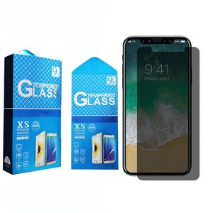 Protecteur d'écran en verre trempé anti-espion pour iPhone 14 13 12 11 PRO MAX XR XS 7 8 PLUS avec emballage de boîte de vente au détail gratuit UPS FEDEX DHL