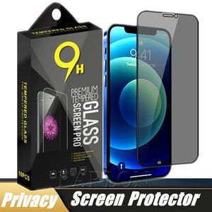 Protecteur d'écran anti-espion Couverture complète Bubble Free 9H Durness Confidentialité Temperred Glass pour iPhone 14 Pro Max 14pro 13 13pro 12 Mini 11 xs xr 8 7 6 Plus avec boîte de vente au détail