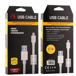 Cordon de charge de type C Câbles Micro USB 1,5 M 5 pieds Câble de chargement de synchronisation de données USB-C pour Samsung Galaxy S6 S7 Edge S8 S9 HTC Date Cord Line Téléphone Android