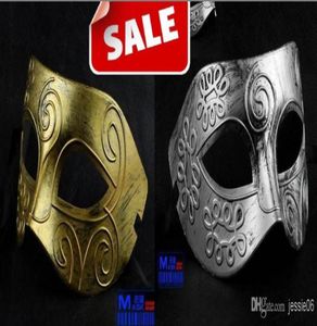 Antique Roman Greek Fighter Men Mask Venetian Mardi Gras Party Masquerade Halloween Costume Wedding Half Face Masks Props Gold Sil1412104