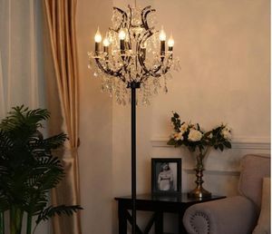 Lámpara de pie de cristal de hierro rústico antiguo, decoración para sala de estar, luz de suelo led, lámparas de pie para dormitorio y boda, luces de mesa de estudio Vintage 2601733