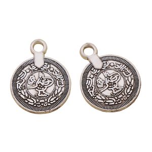 Plata antigua Boho Coin Charm Beads Metal Pendants Bohemian Tassel Jewelry Findings Componentes L1801 23x17.5mm 122pcs / lot